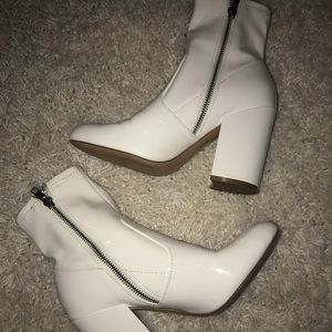 Steve Madden All White Chunky Leather Booties